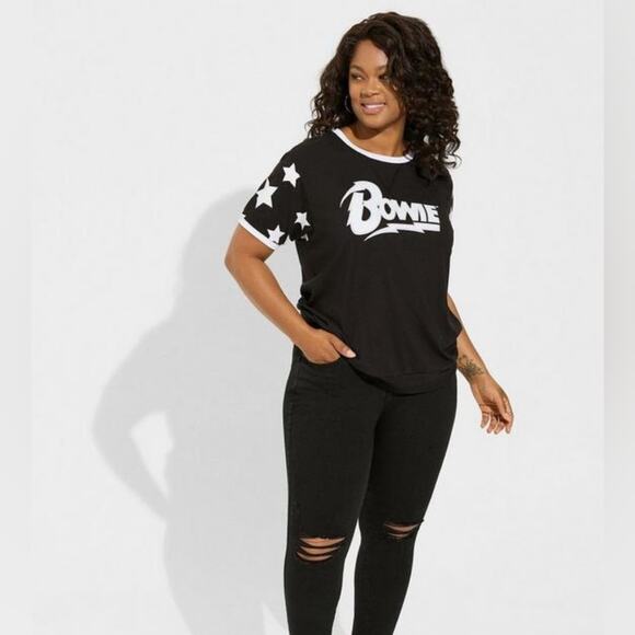 New Torrid 2X David Bowie star print ringer tee, black & white - Picture 3 of 5